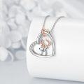 wholesale 925 Sterling Silver Deer Head in Heart Pendant Necklace with Cubic Zirconia Stones for Women Girls Gifts 45cm Chain Length-0-4