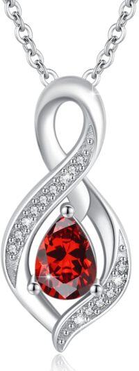 wholesale 925 Sterling Silver Infinity Birthstone Teardrop Pendant Necklace for Women-January