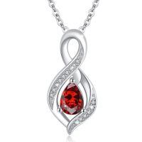 wholesale 925 Sterling Silver Infinity Birthstone Teardrop Pendant Necklace for Women-January