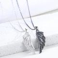 wholesale 925 Sterling Silver Couples Wing Necklaces with Black and White CZ Pendants for Women - Matching Jewelry Set Gifts-0-2
