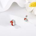 wholesale 925 Sterling Silver Acorn Squirrel Stud Earrings with Red Enamel Accents-0-3