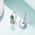 wholesale 925 Sterling Silver Pineapple Shape Green Enamel Dangle Drop Earrings Gift for Women Teenage Girl-0-3