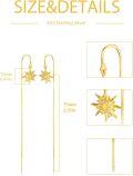 wholesale 925 Sterling Silver Yellow Gold Plated Sun & Moon Threader Earrings with Simulated Opals and Cubic Zirconia Stones-0-1