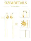 wholesale 925 Sterling Silver Yellow Gold Plated Sun & Moon Threader Earrings with Simulated Opals and Cubic Zirconia Stones-0-1