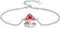 wholesale 925 Sterling Silver Mushroom Red Enamel Adjustable Ankle Anklet-0-0
