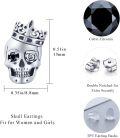 wholesale 925 Sterling Silver Crowned Rose Skull Stud Earrings for Men & Women - Father's Mother's Day Gifts-0-5