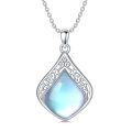 wholesale 925 Sterling Silver Pendant Necklace Black Agate Teardrop Platinum Plated Filigree Design For Women-0-24
