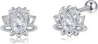 wholesale 925 Sterling Silver Teardrop CZ Flower Studs Earrings for Women Girls  48x36mm-Lotus