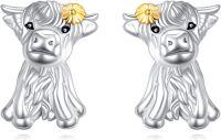 wholesale 925 Sterling Silver Cow Stud Earrings for Women Gifts -Highland cow