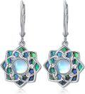 wholesale Dangle Lotus Flower Earrings For Women 925 Sterling Silver Moonstone Lotus Earrings Dangle Lotus Flower Earrings Dangle Abalone Earrings Jewelry For Women Girlfriend Birthday Christmas Anniversary Mothers Day -0-0