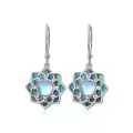 TOUPOP Sterling Silver Moonstone Abalone Lotus Dangle Earrings-0-0