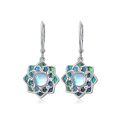 TOUPOP Sterling Silver Moonstone Abalone Lotus Dangle Earrings-0-0