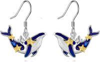 wholesale 925 Sterling Silver Blue Enamel Starfish Whale Drop Dangle Earrings Gift for Her-whale earrings