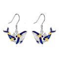 wholesale 925 Sterling Silver Blue Enamel Starfish Whale Drop Dangle Earrings Gift for Her-0-0