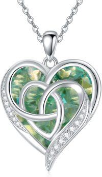 wholesale TOUPOP Celtic Heart Necklace For Women Silver August Peridot Heart Crystal Celtic Knot Jewelry Gift For Women Sister Wife Mom Graduation Gifts Birthday Valentine's Mother's Day Christmas Gift -undefined