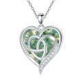 TOUPOP Silver Peridot Celtic Heart Necklace Crystal Jewelry Gift-0-0