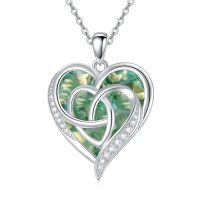 TOUPOP Silver Peridot Celtic Heart Necklace Crystal Jewelry Gift-undefined