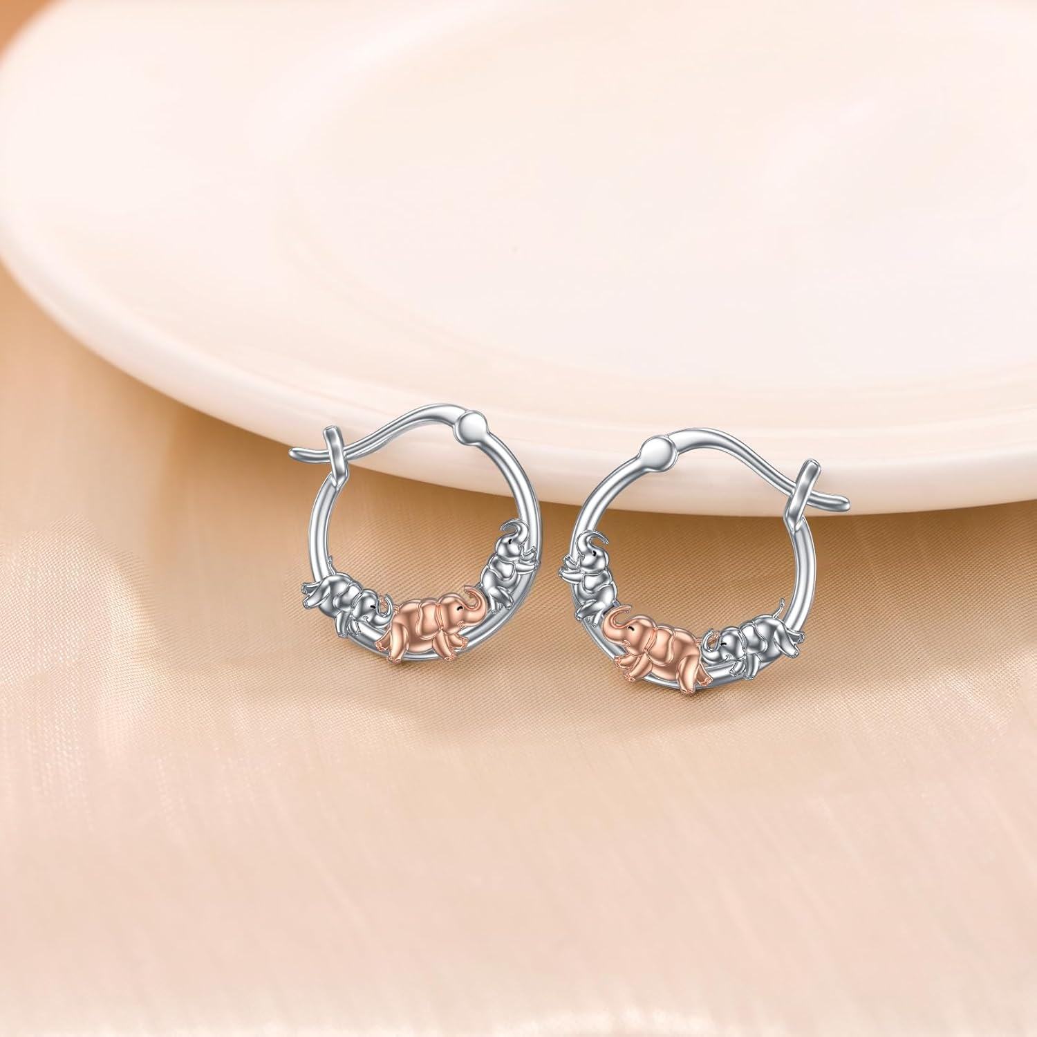 wholesale 925 Sterling Silver Elephant Hoop Earrings - Unique  for Women and Girls-0-2