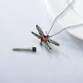 wholesale Sterling Silver Stone Dragonfly Urn Necklace for Ashes w Filling Tool-0-31