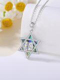 wholesale 925 Sterling Silver Abalone Shell Star of David Pendant Necklace for Women-0-3