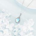 wholesale 925 Sterling Silver Blue Moonstone Teardrop Heart Pendant Necklace for Women-0-3
