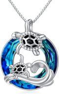 wholesale TOUPOP Sea Turtle Necklace For Women Sterling Silver Ocean Theme Crystal Pendant Jewelry Summer Beach Gifts For Marine Animal Lovers -0-0