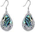 wholesale 925 Sterling Silver Teardrop Paua Shell Butterfly Drop Earrings-0-0