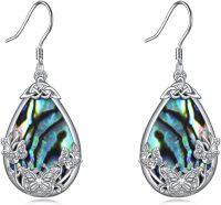 wholesale 925 Sterling Silver Teardrop Paua Shell Butterfly Drop Earrings-10-Butterfly