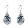 wholesale 925 Sterling Silver White Gold Plated Abalone Shell Butterfly Drop Earrings-0-0