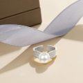 wholesale Sterling Silver Real Natural Freshwater Pearl Adjustable Ring Women-0-2