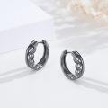 wholesale 925 Sterling Silver Black Viking Rune Huggie Hoop Earrings with Cubic Zirconia for Men & Women-0-2