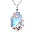 wholesale 925 Sterling Silver Cat Flower Pendant Necklace-0-0