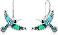 wholesale 925 Sterling Silver Abalone Hummingbird Leverback Earrings - 3 Flight Postures, 16x20mm, Gift for Women-0-0