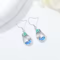 TOUPOP Sterling Silver Blue Opal Ocean Wave Teardrop Earrings-0-4