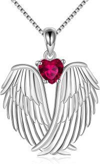 wholesale Sterling Silver Birthstone Angel Wings Pendant Necklace-July wings