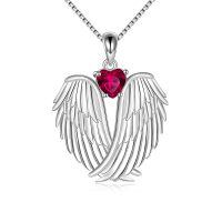 wholesale 925 Sterling Silver Wings Heart Pendant Necklace-July wings