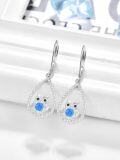 wholesale 925 Sterling Silver Blue Opal Teardrop Owl Dangle Earrings s for Women-0-6