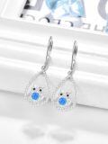 wholesale 925 Sterling Silver Blue Opal Owl Dangle Earrings-0-6