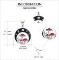 wholesale 925 Sterling Silver Mushroom Pendant Necklace with Red Enamel and Black Moon Phase Design - Christmas Gift for Her-0-2