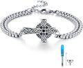 wholesale 925 Sterling Silver Celtic Knot Cross & Vegvisir Urn Viking Ashes Keepsake Memorial Bracelet  for Men's -0-0