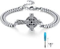 wholesale 925 Sterling Silver Celtic Knot Cross & Vegvisir Urn Viking Ashes Keepsake Memorial Bracelet  for Men's -Urn Bracelet