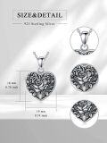 wholesale 925 Sterling Silver 925 Oxidized Rose Floral Heart Locket Necklace for Women & Mother¡¯s Day Gifts-0-4
