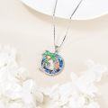 wholesale 925 Sterling Silver Flamingo Palm Tree Abalone Shell Pendant Necklace for Women-0-4
