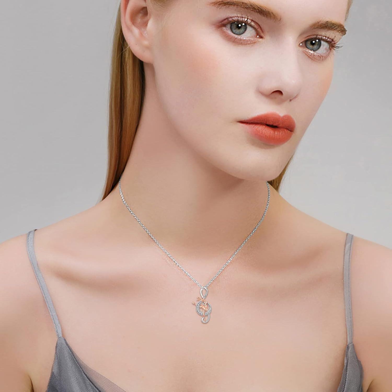  Sterling Silver Music Note Ballet Necklace Gymnastics Pendant Jewelry for Women Dancer -0-1