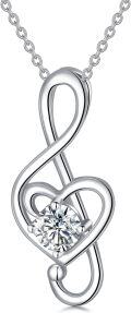 wholesale Birthstone Music Note Necklace 925 Sterling Silver Musical Fine Jewelry For Women Music Lovers Student Teacher Birthday Christmas Gifts -0-0