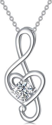 wholesale 925 Sterling Silver 12 Birthstone Music Note Necklace for Women-04-April-White Diamond