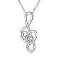 TOUPOP Sterling Silver Birthstone Music Note Necklace Fine Jewelry Gift-0-0