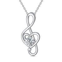 wholesale 925 Sterling Silver 12 Birthstone Music Note Necklace for Women-04-April-White Diamond