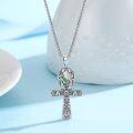 wholesale 925 Sterling Silver Abalone Shell Ankh Cross Pendant Necklace  Ancient Egypt Charm Jewelry for Men Women Gifts-0-3