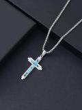 wholesale 925 Sterling Silver Turquoise Inlay  Celtic Crucifix Cross Pendant Necklace for Men & Women-0-3